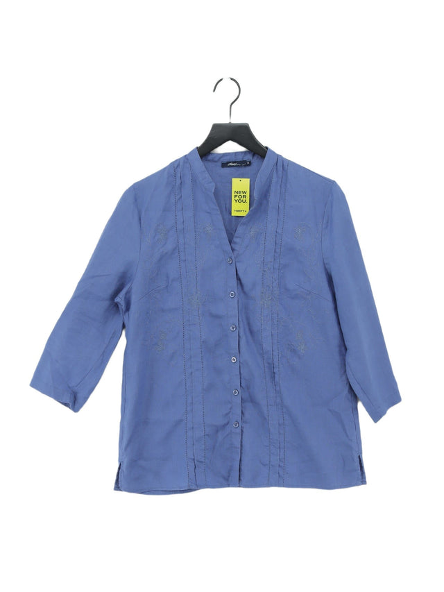 DASH Women's Shirt UK 14 Blue 100% Linen