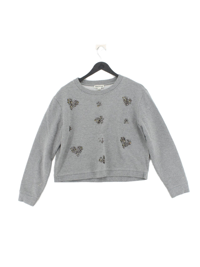 Whistles Women's Jumper M Grey Cotton with Polyester