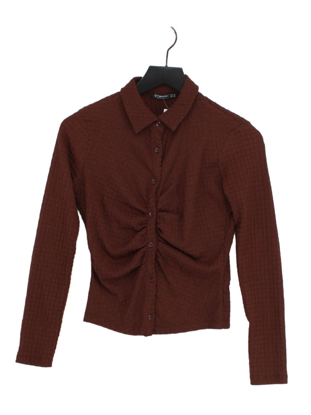 Stradivarius Women's Shirt M Brown Polyester with Elastane