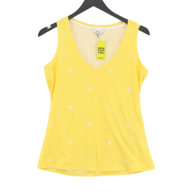 Joules Women's T-Shirt UK 10 Yellow Cotton with Elastane