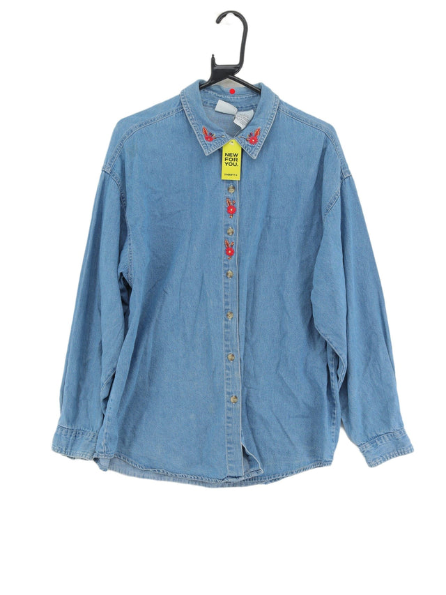Vintage Basic Editions Men's Shirt L Blue 100% Cotton