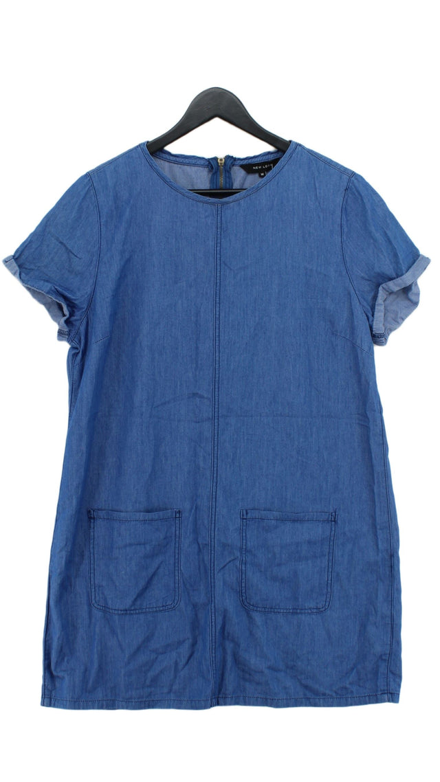 New Look Women's Midi Dress UK 16 Blue 100% Cotton