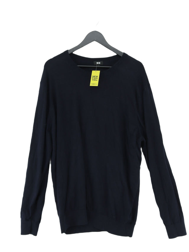 Uniqlo Men's Jumper XXL Blue 100% Cotton