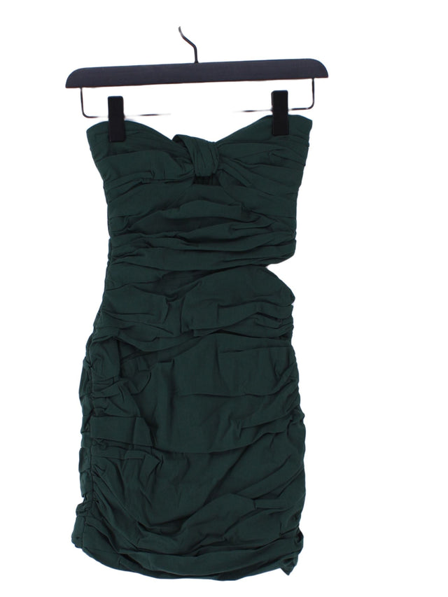 Zara Women's Midi Dress S Green Cotton with Elastane, Polyamide
