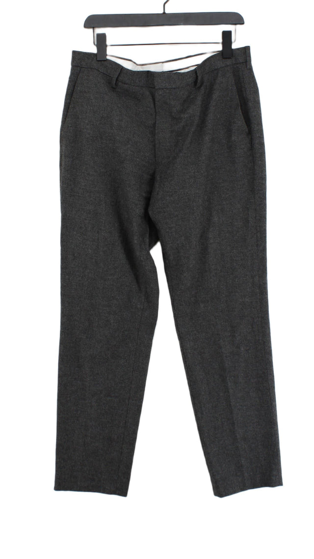 Autograph Men's Trousers W 34 in Grey Wool with Polyester, Viscose