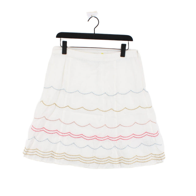 Boden Women's Midi Skirt UK 14 White Linen with Cotton
