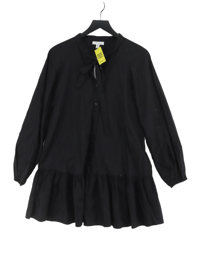 Topshop Women's Midi Dress UK 8 Black 100% Cotton