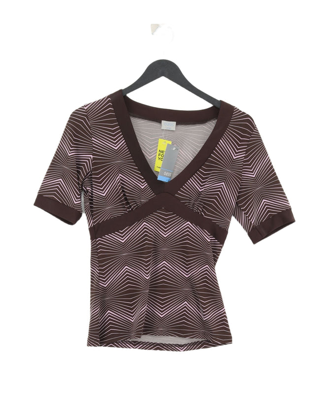 Oasis Women's Top UK 10 Brown Polyester with Elastane