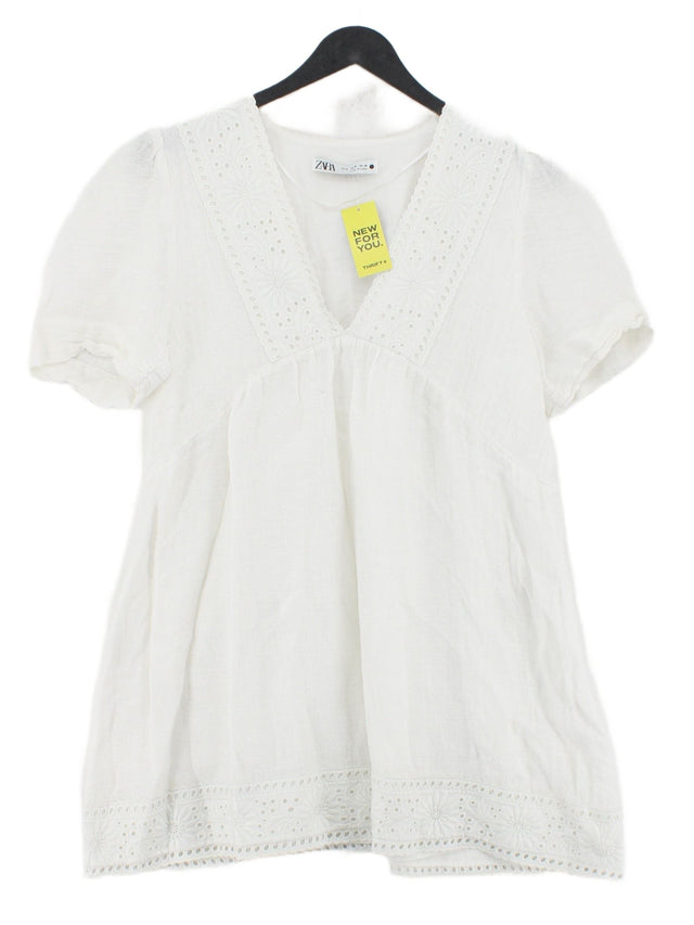 Zara Women's Top S White Polyester with Cotton