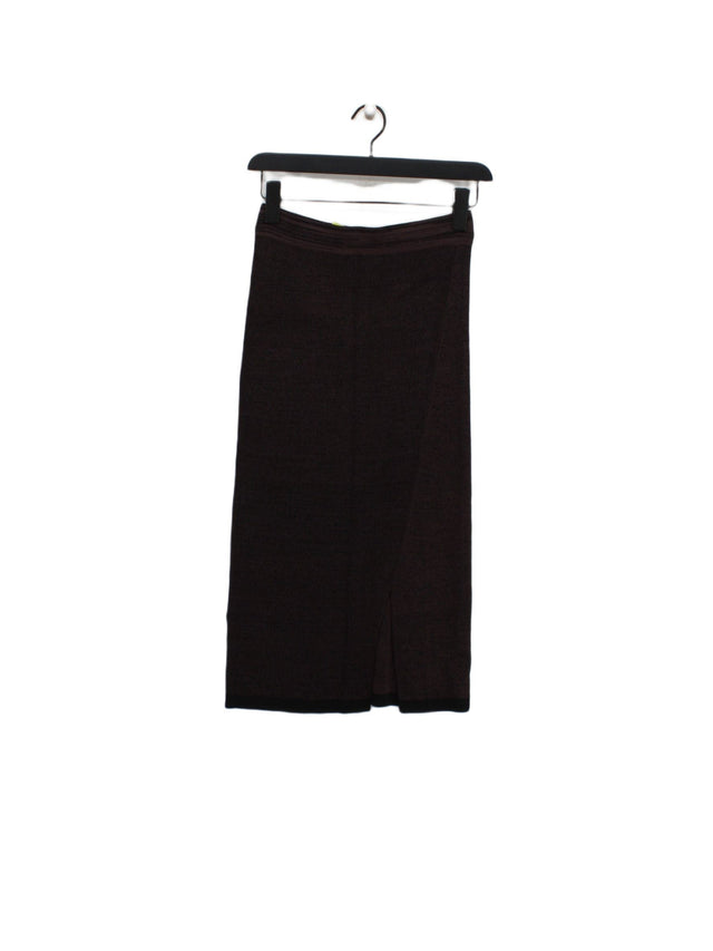 Reiss Women's Midi Skirt UK 6 Brown Viscose with Elastane, Nylon