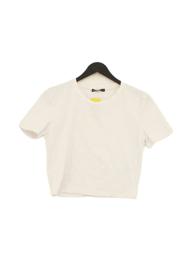 Zara Women's T-Shirt M White Cotton with Elastane