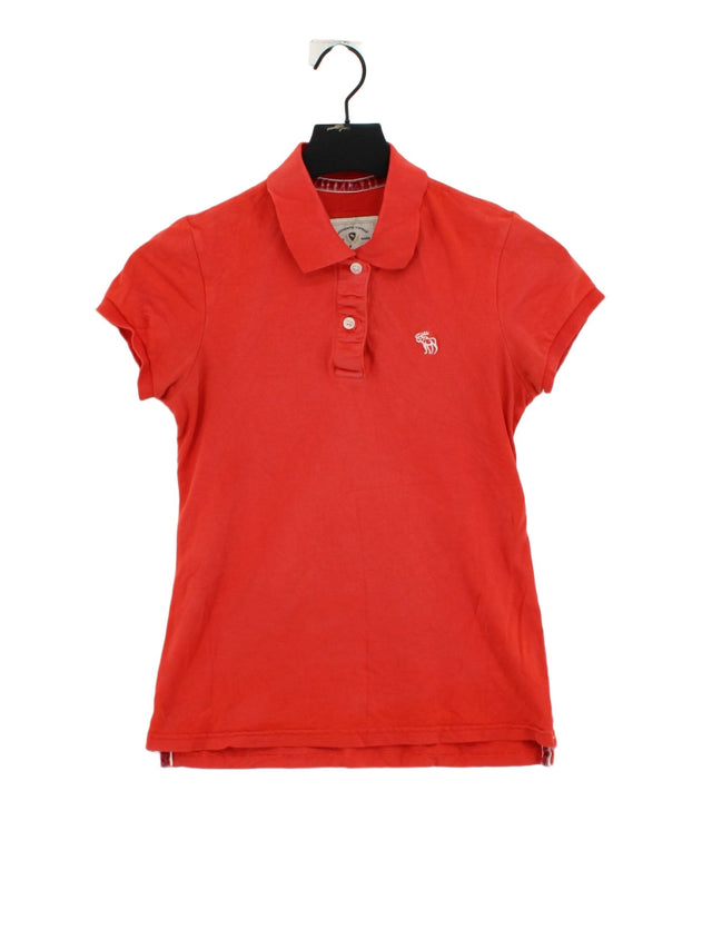 Abercrombie & Fitch Women's Polo L Red Cotton with Spandex