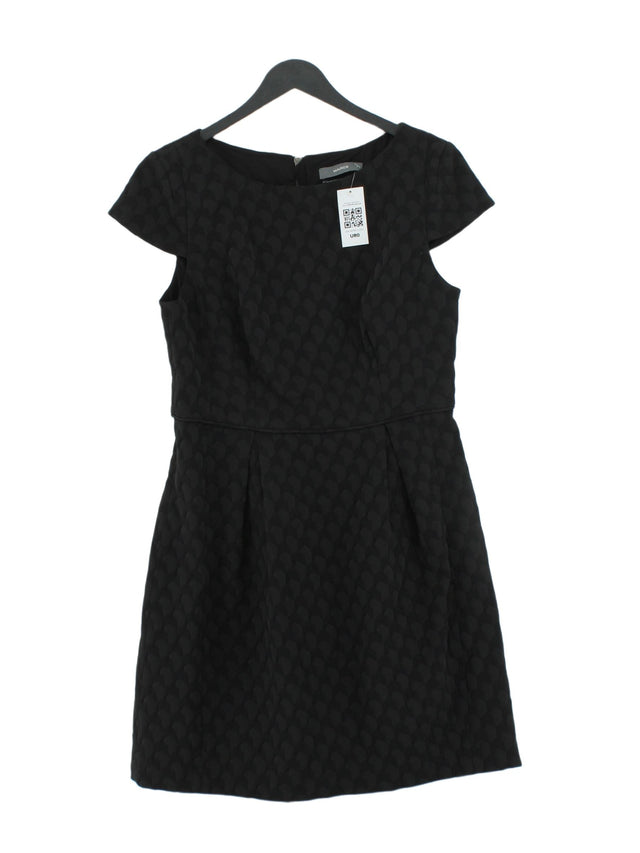 Mango Women's Midi Dress UK 12 Black Polyester with Polyamide, Viscose