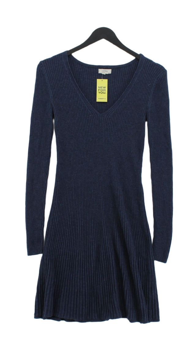 FatFace Women's Midi Dress UK 12 Blue Wool with Cashmere, Nylon