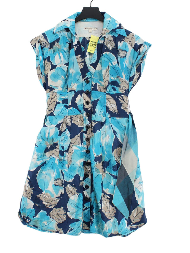 Nanette Lepore Women's Midi Dress UK 8 Blue Silk with Other