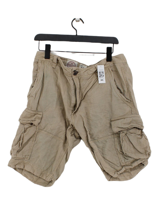 FatFace Men's Shorts W 36 in Tan Linen with Cotton