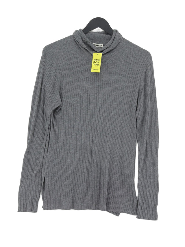 Whistles Women's Jumper UK 16 Grey Viscose with Cashmere, Polyamide, Polyester