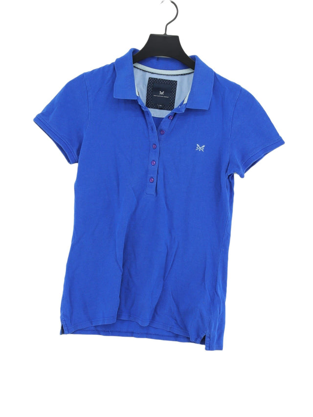 Crew Clothing Women's Polo UK 10 Blue 100% Cotton