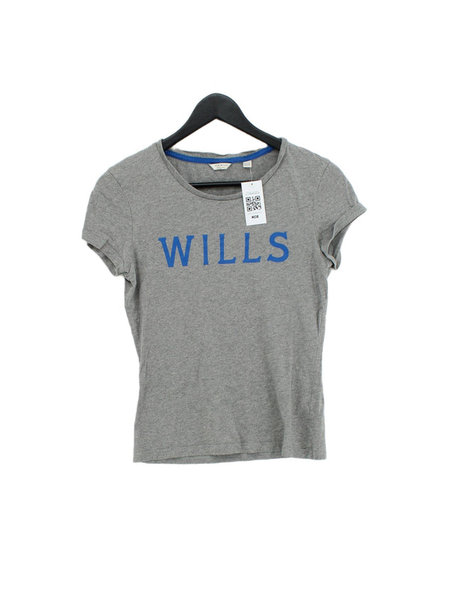 Jack Wills Women's T-Shirt UK 6 Grey 100% Cotton