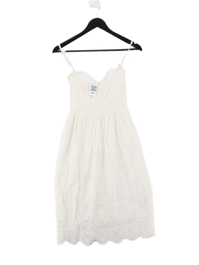 Abercrombie & Fitch Women's Midi Dress XS White Cotton with Viscose