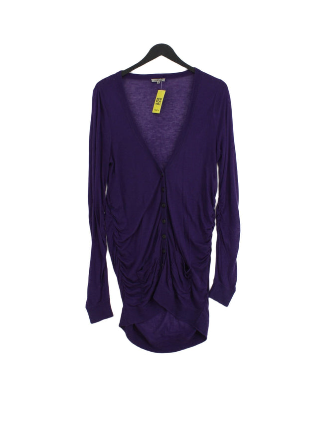 Jigsaw Women's Cardigan L Purple Lyocell Modal with Wool