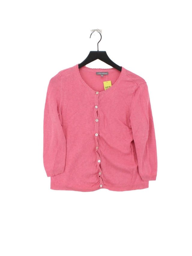 Laura Ashley Women's Cardigan UK 14 Pink Linen with Cotton