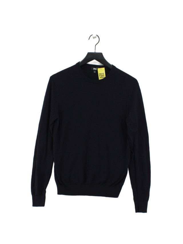 Uniqlo Men's Jumper S Blue 100% Wool