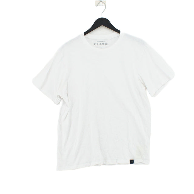 Pull&Bear Men's T-Shirt M White 100% Cotton