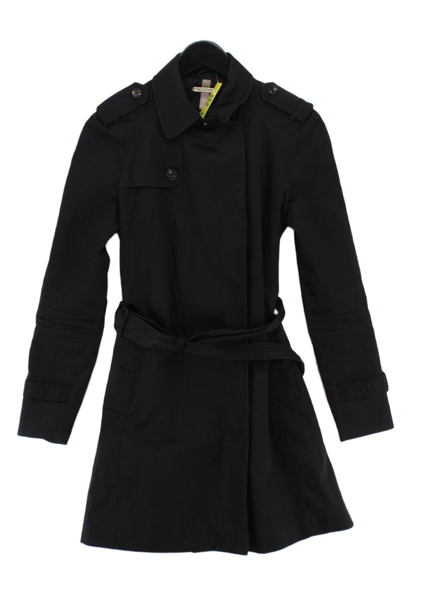 Massimo Dutti Women's Coat M Black Cotton with Polyester