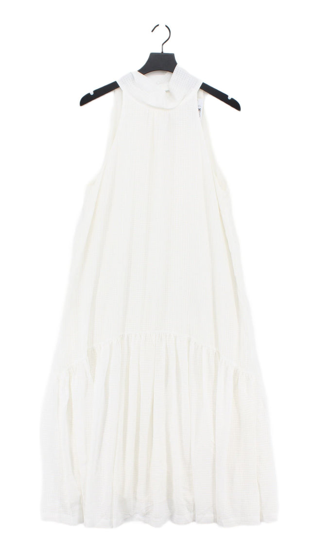 Oliver Bonas Women's Maxi Dress UK 14 White Polyester with Viscose