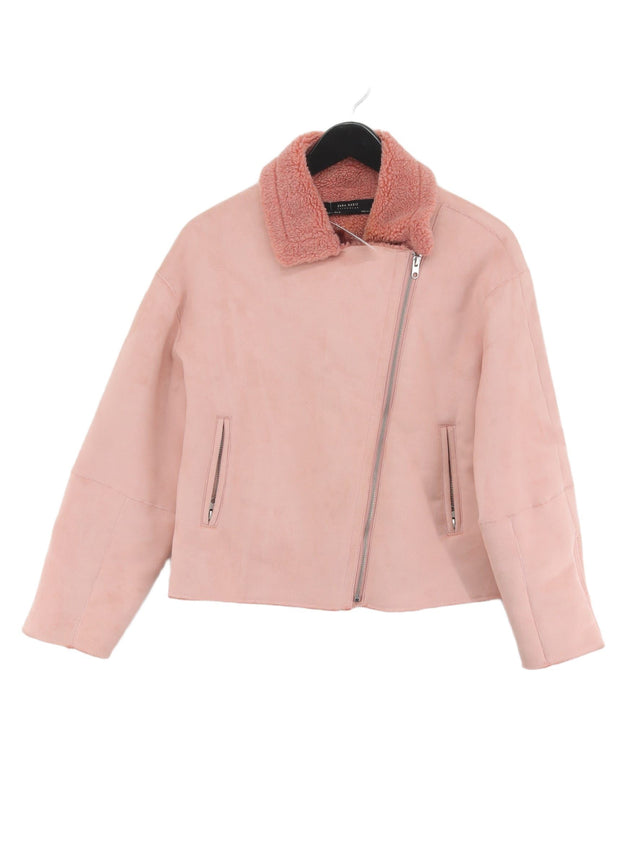 Zara Women's Jacket L Pink Polyester with Acrylic