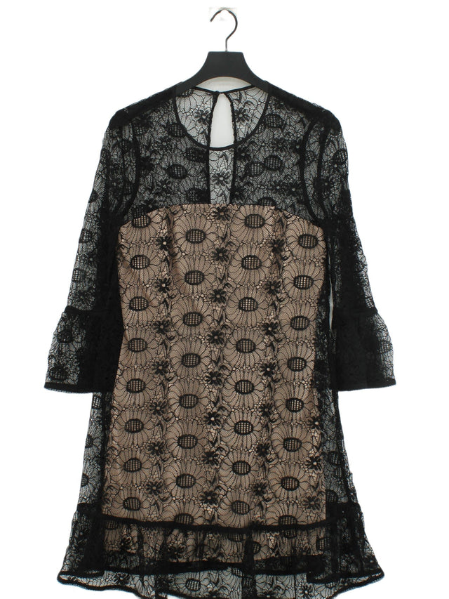 Reiss Women's Midi Dress UK 12 Black Nylon with Polyester