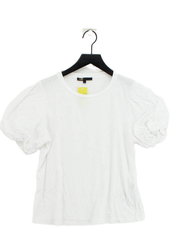 Maje Women's T-Shirt UK 8 White 100% Cotton