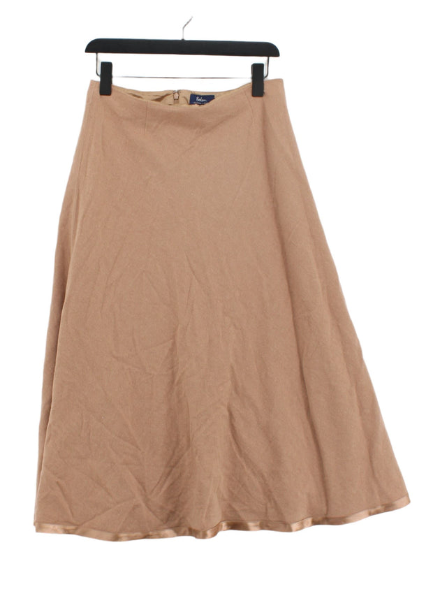 Boden Women's Midi Skirt UK 12 Tan Wool with Polyamide, Polyester