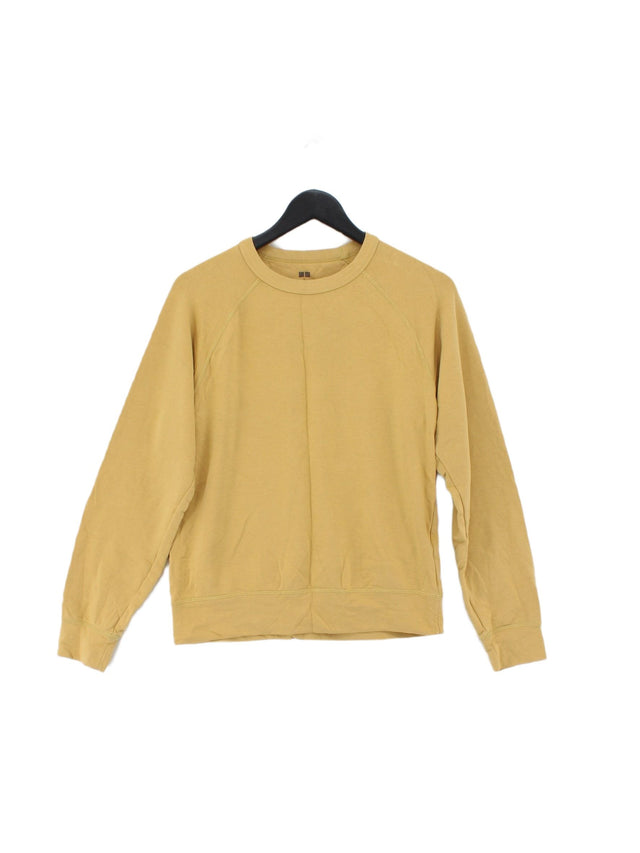 Uniqlo Women's Jumper S Yellow Cotton with Elastane, Polyester