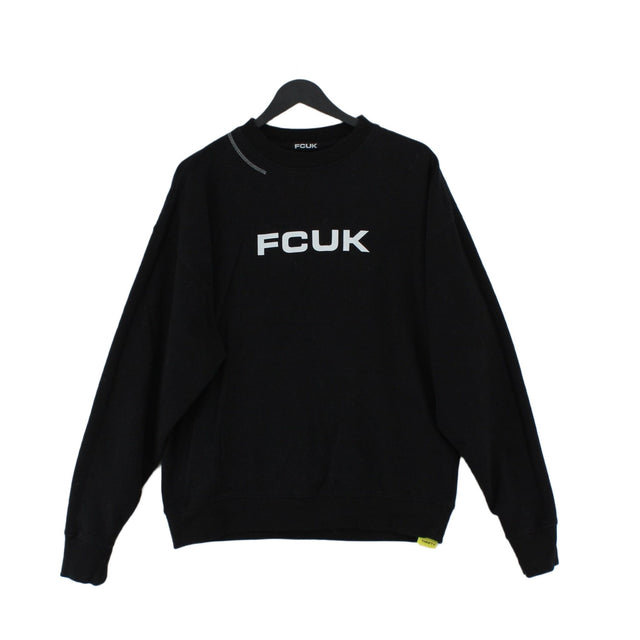Fcuk Men's Jumper S Black Cotton with Polyester
