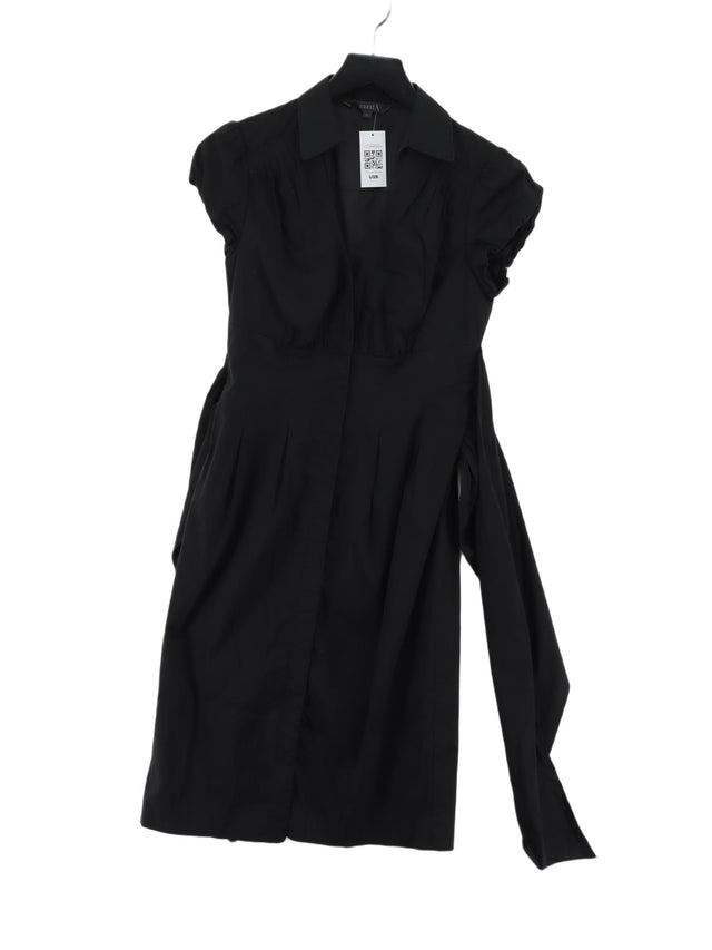 Coast Women's Midi Dress UK 10 Black Cotton with Elastane, Polyamide, Polyester