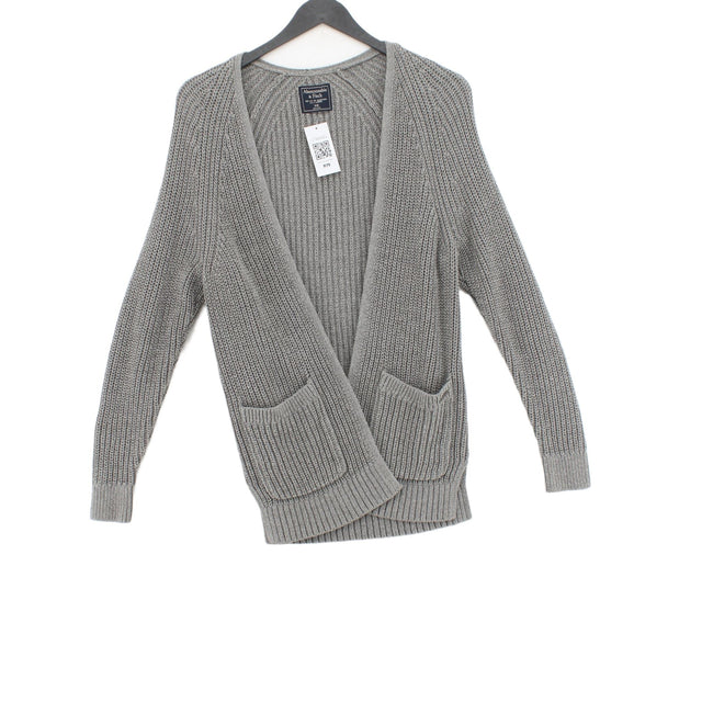 Abercrombie & Fitch Women's Cardigan XXS Grey Cotton with Acrylic