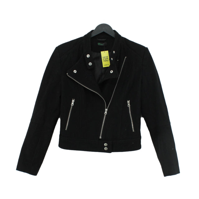 Stile Benetton Women's Jacket UK 10 Black Wool with Cotton, Polyester, Viscose