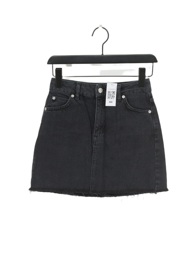 Topshop Women's Mini Skirt UK 6 Black 100% Cotton