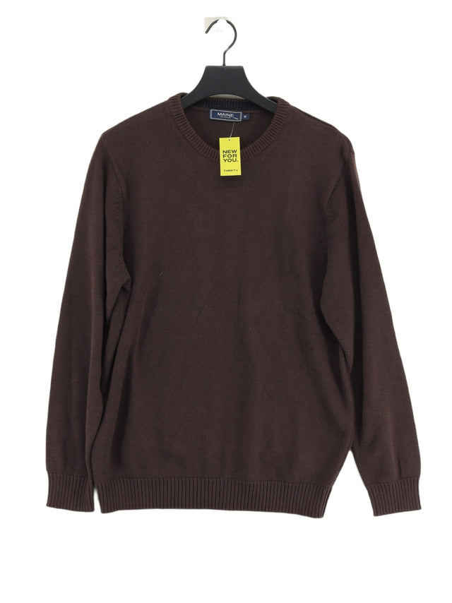 Maine Men's Jumper M Brown 100% Cotton