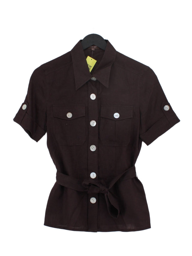 Phase Eight Women's Shirt UK 8 Brown 100% Linen