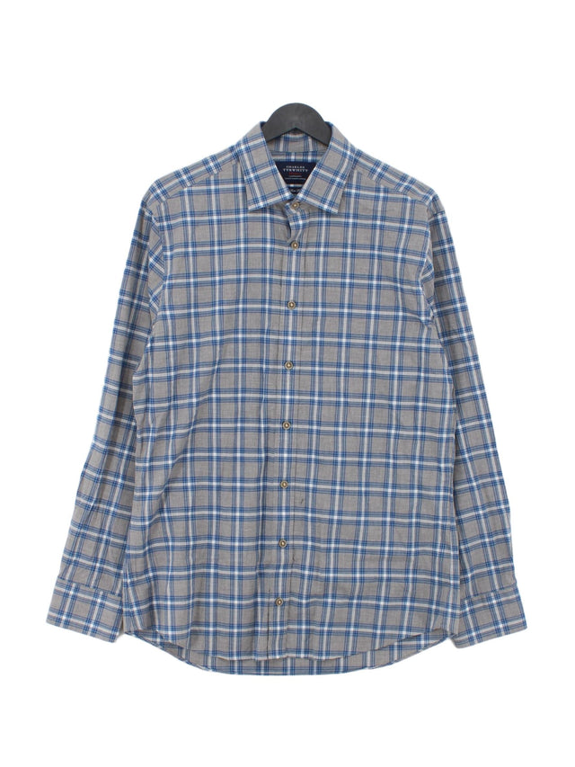 Charles Tyrwhitt Men's Shirt M Grey 100% Cotton