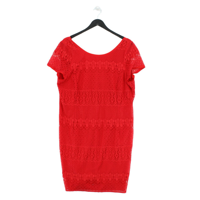 Kaliko Women's Midi Dress UK 18 Red Cotton with Nylon, Polyester