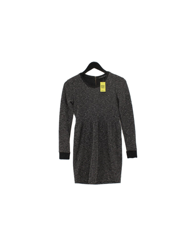 Topshop Women's Midi Dress UK 8 Grey Polyester with Cotton, Viscose