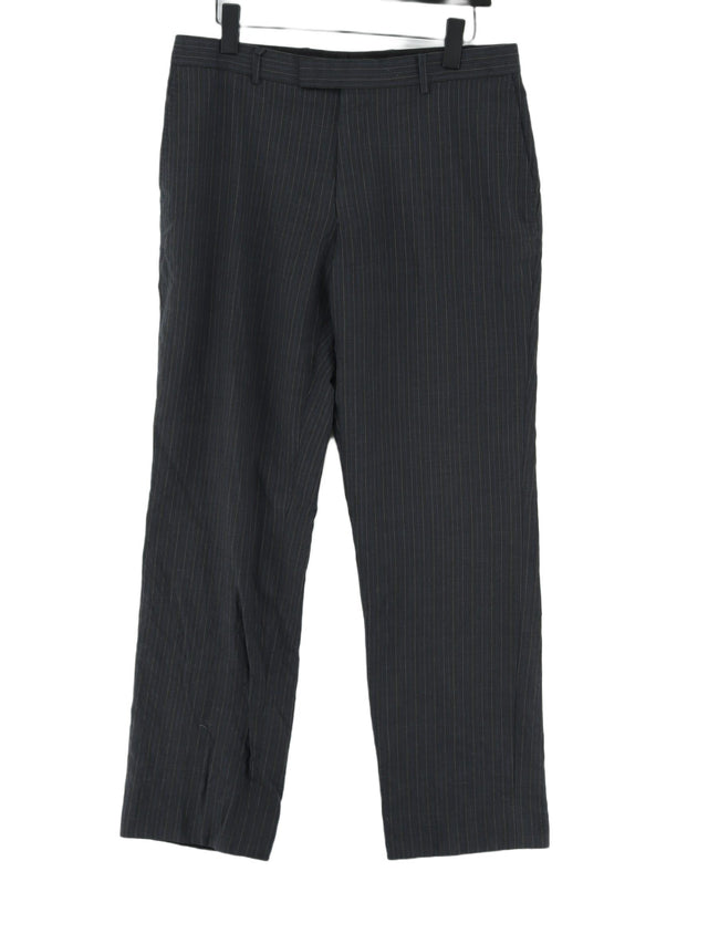 Jaeger Men's Suit Trousers W 34 in Grey Wool with Polyester
