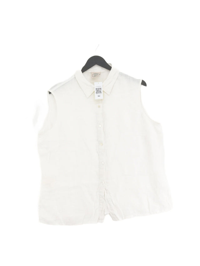 Laura Ashley Women's Shirt UK 18 White 100% Linen