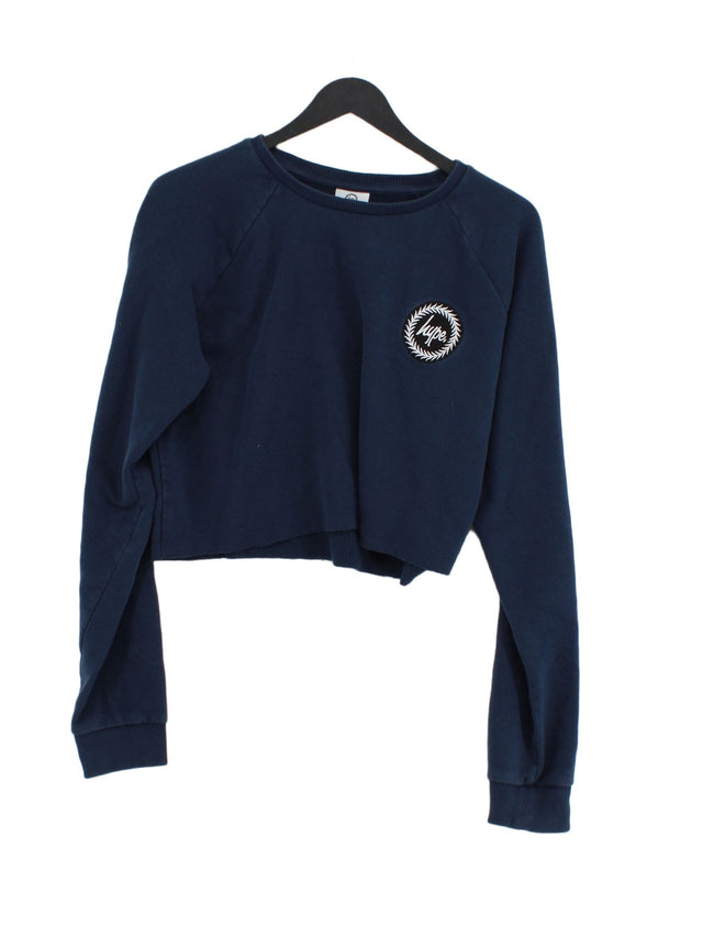 Hype Women's Jumper UK 12 Blue Cotton with Polyester