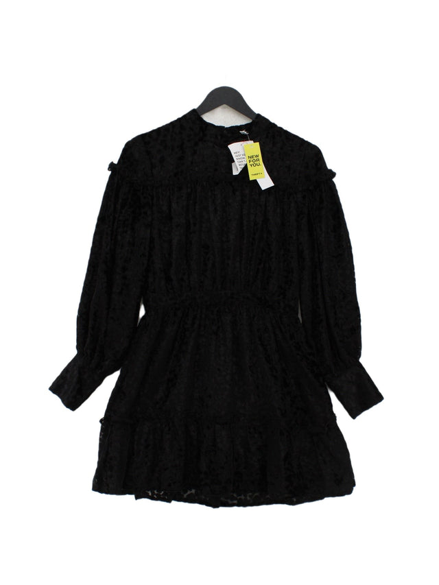 Topshop Women's Midi Dress UK 8 Black Viscose with Polyester