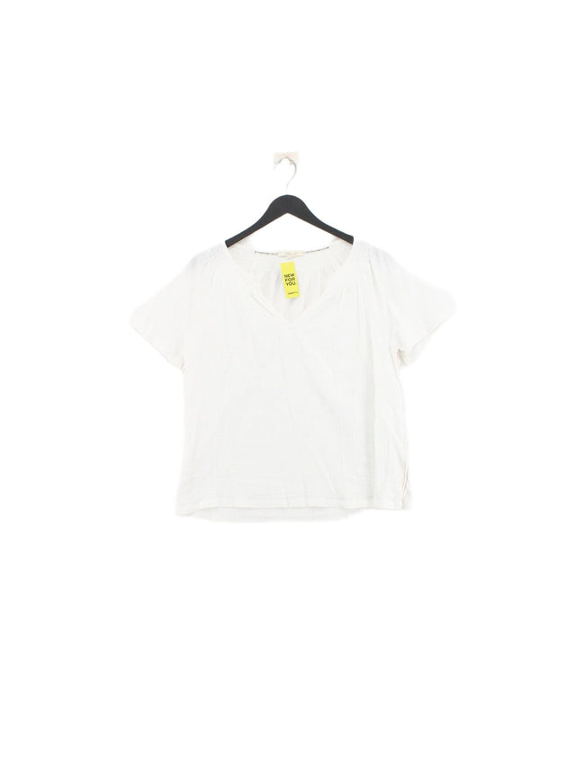 White Stuff Women's T-Shirt UK 12 White Cotton with Polyester